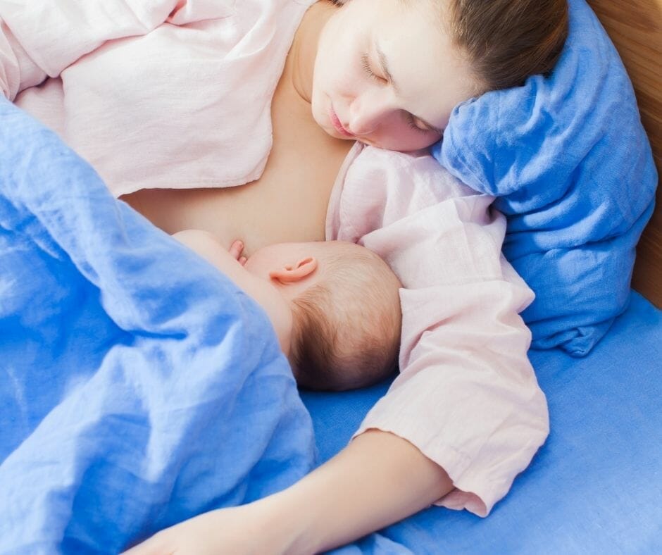 nursing mom co-sleeping with baby