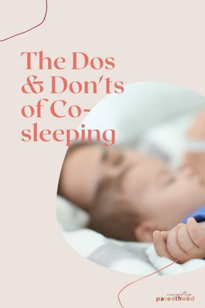 image of mom sleeping next to baby with article title