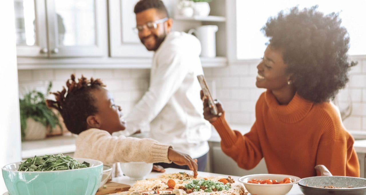 family having fun at home