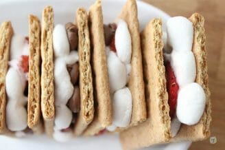 side stacked berry s'mores