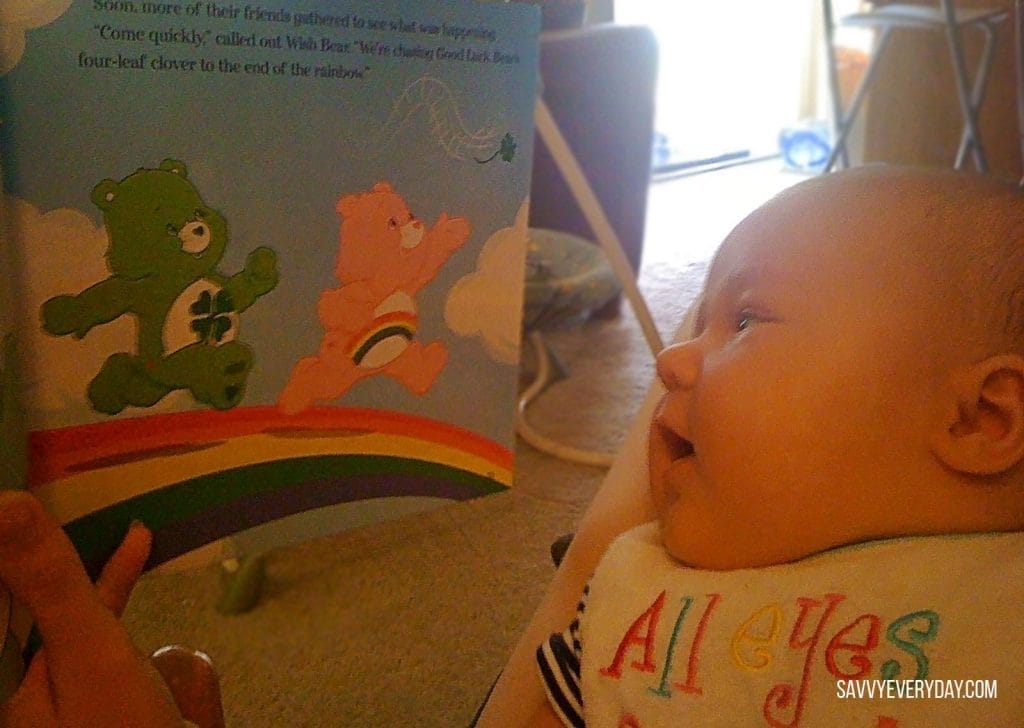 Baby reading a book