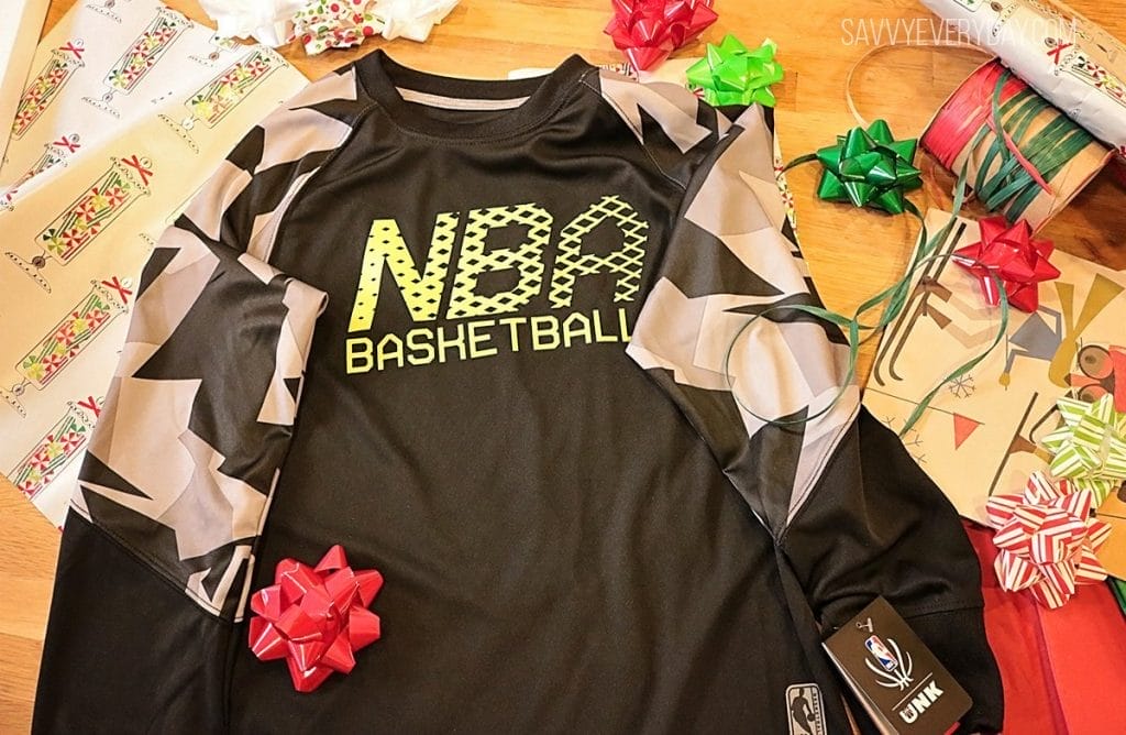 Photo of NBA Reflective Collection shirt with bows and gift wrap