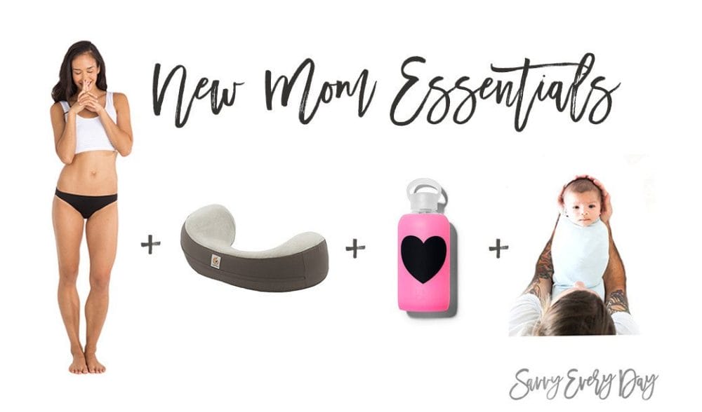 Collage of items new moms need