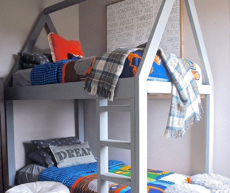 Simple DIY House-Shaped Kids Bunk Bed to Make This Weekend
