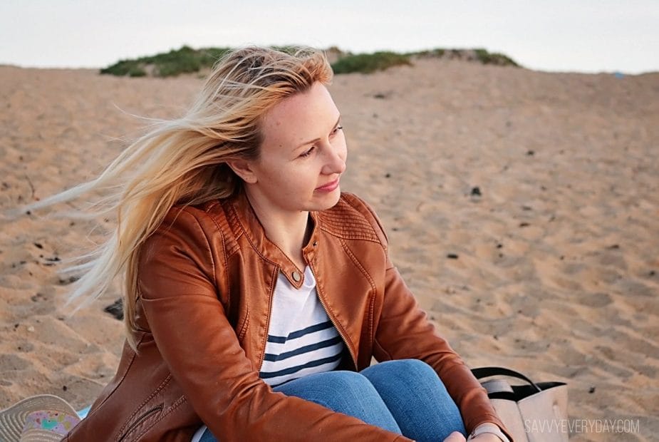 sitting on the beach