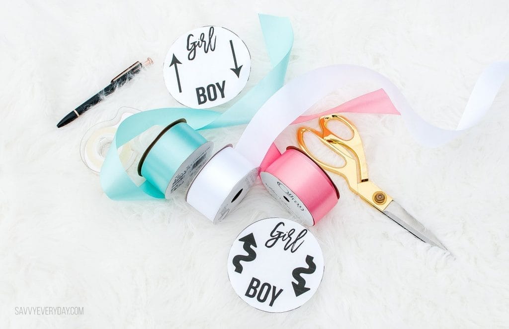 materials needed for ribbon gender reveal