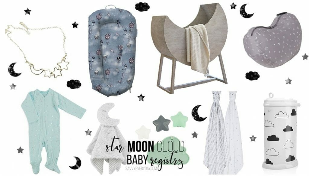 Star Moon and Cloud Baby Registry Roundup Collage Image