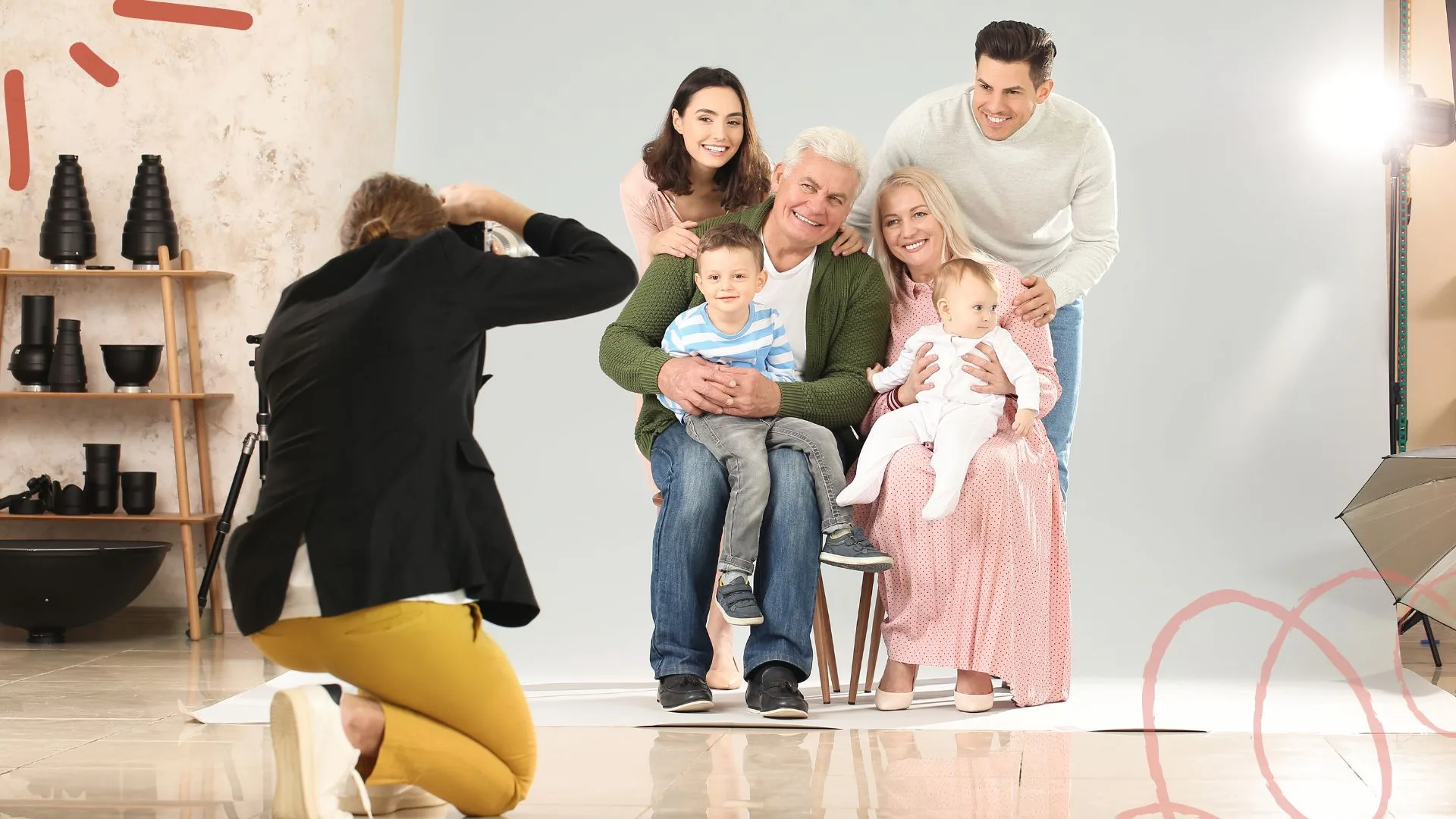 photographer taking photos of a family