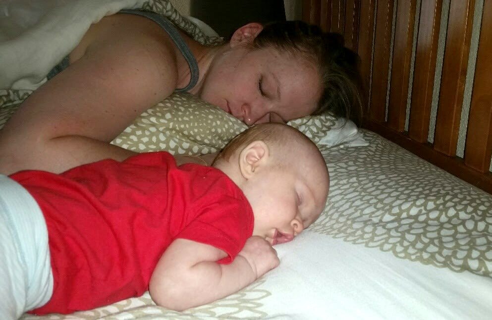 sleeping next to baby
