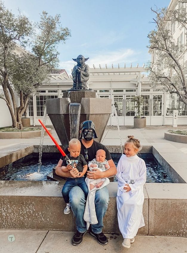 family photo at yoda fountain in the presidio