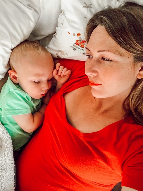co-sleeping toddler and mom