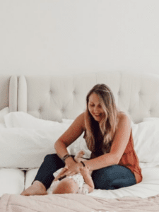 mom on bedsharing bed with baby