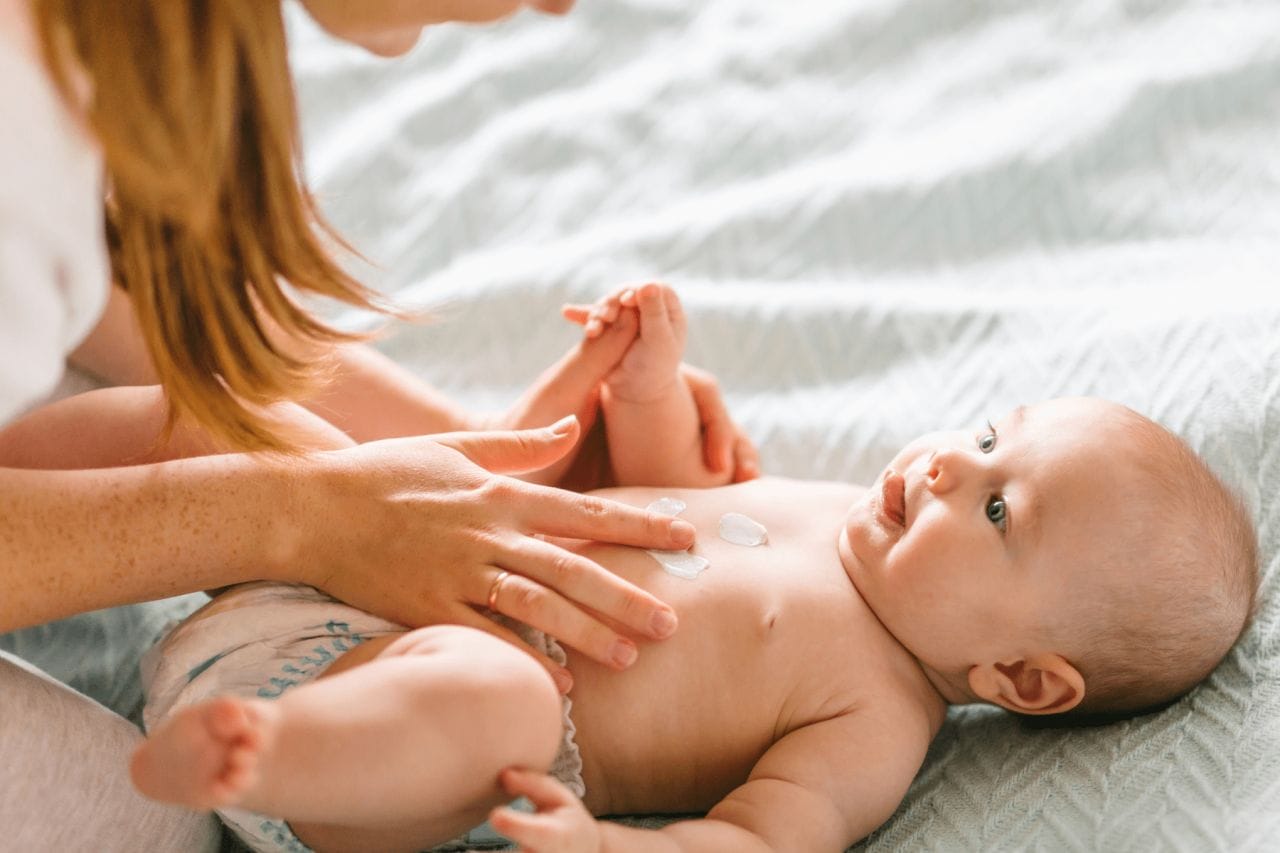 infant massage with mom