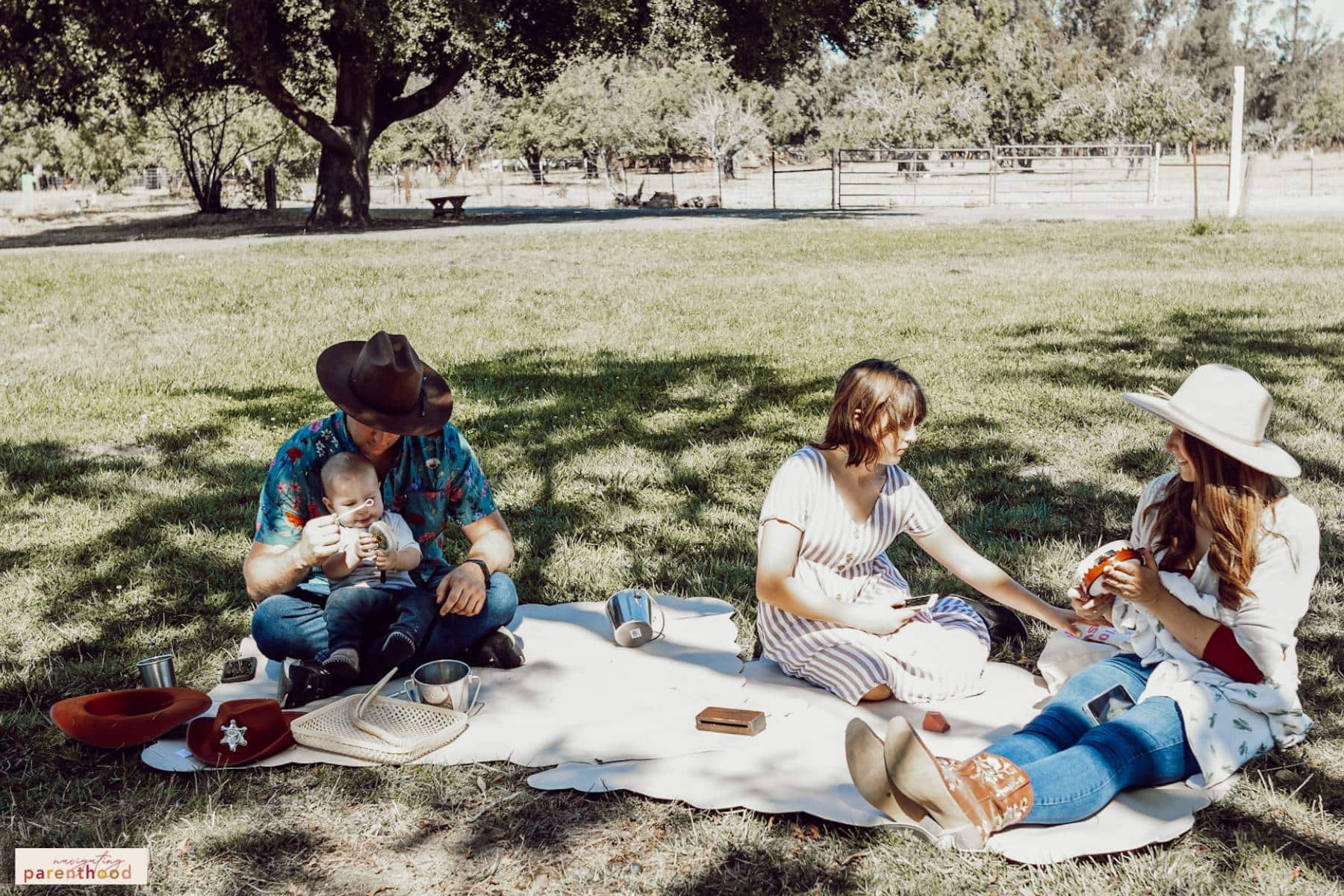 playing acoustic instruments at a Wild West first birthday