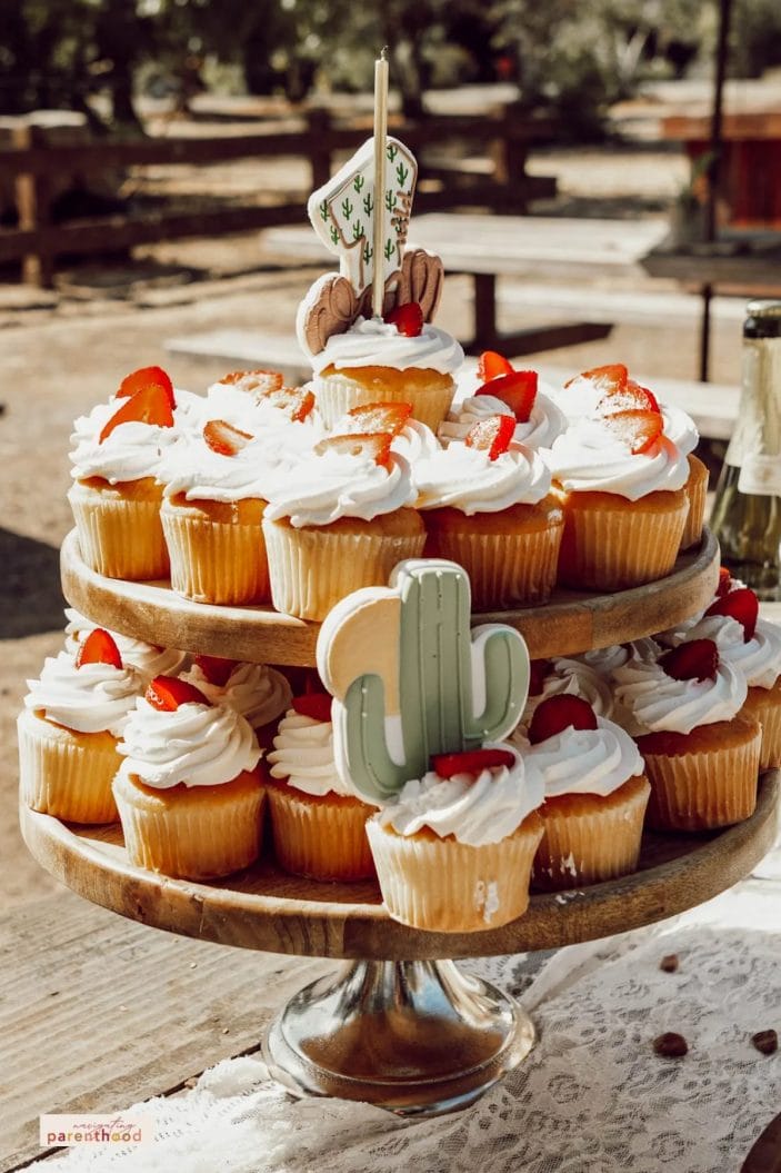 Wild West birthday cupcake tower