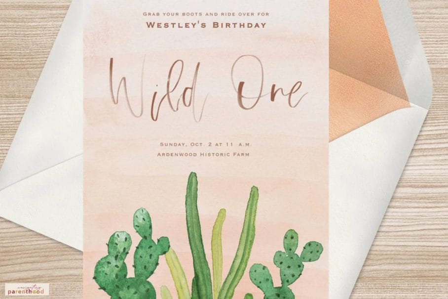 Wild West first birthday party invites